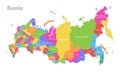 Russia map, individual regions with names, administrative division, colored map isolated on white background Royalty Free Stock Photo