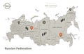 Russia map, individual regions with names, Infographics and icons