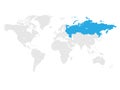 Russia marked by blue in grey World political map. Vector illustration