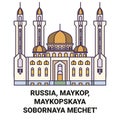 Russia, Maykop, Maykopskaya Sobornaya Mechet' travel landmark vector illustration