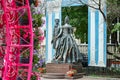 Russia. The monument to Alexander Pushkin and Natalia Goncharova in the street Old Arbat in Moscow. 20 June 2016.