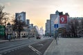 Russia, Moscow, April 2020. Empty streets of the city. Street New Arbat. A small number of cars. Quarantine in Moscow. There are