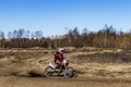 Russia, Moscow, April 14, 2018, training teenager riding motorcycles, editorial