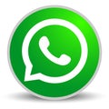 Russia, Moscow - April 29 2019: WhatsApp logo sign on white background. WhatsApp is an instant messaging app for smartphones