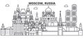 Russia, Moscow architecture line skyline illustration. Linear vector cityscape with famous landmarks, city sights