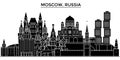 Russia, Moscow architecture urban skyline with landmarks, cityscape, buildings, houses, ,vector city landscape, editable