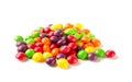 Colorful skittles candies isolated on a white background