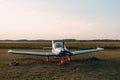 RUSSIA, MOSCOW - AUGUST 1, 2020: Small private single engine propeller airplane at regional airport Royalty Free Stock Photo