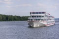 Russia, Moscow August 2018: small river tourist boat on the river channel named after Moscow Royalty Free Stock Photo