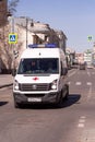 Russia, Moscow: the car of the Ambulance coming down the street