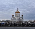 Russia. Moscow. Christ the Savior`s Cathedral in winter. Royalty Free Stock Photo