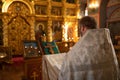 03.10.2020 Russia Moscow Church of the Kazan Icon of the Mother of God. Priest reading a prayer