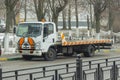 18-03-2019, Russia, Moscow, Creative design of a tow truck, car for help and evacuation of a broken vehicle, friendly face on the