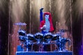 Performer is playing on the drum kit on stage at Royalty Free Stock Photo