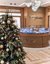 Exquisite interior of Chopard boutique with jewellery collections in TSUM shopping center