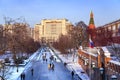 Scenic view of the Four Seasons Hotel at Moscow Kremlin Royalty Free Stock Photo