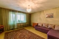 Russia, Moscow- February 10, 2020: interior room apartment shabby old sloppy not modern furnishings. cosmetic repairs required