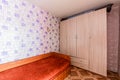 Russia, Moscow- February 10, 2020: interior room apartment shabby old sloppy not modern furnishings. cosmetic repairs required