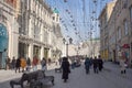 Russia, Moscow, Nikolskaya street, a sunny winter day Royalty Free Stock Photo