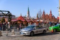 Russia, Moscow, February 2020: traffic police car on red square in Moscow