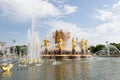 Russia, Moscow,  Fountain Friendship of the people, VDNKH. after restoration Royalty Free Stock Photo