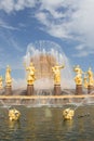 Russia, Moscow,  Fountain Friendship of the people, VDNKH. after restoration Royalty Free Stock Photo