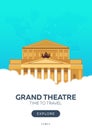 Russia. Moscow. Grand Theatre. Time to travel. Travel poster. Vector flat illustration. Royalty Free Stock Photo