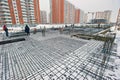 Russia, Moscow. January 30 ,2013 : building a house, laying the foundation