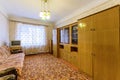 Russia, Moscow- January 27, 2020: interior room apartment decrepit old careless not modern setting. cosmetic repairs required