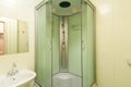 Russia, Moscow- June 23, 2018: interior room apartment. standard repair decoration in hostel. bathroom and toilet