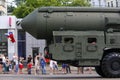 Russian Intercontinental Ballistic Missile RS-24 Yars on military parade