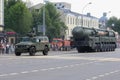 Russian Intercontinental Ballistic Missile RS-24 Yars on military parade Royalty Free Stock Photo