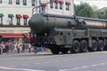 Russian Intercontinental Ballistic Missile RS-24 Yars on military parade Royalty Free Stock Photo