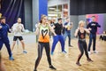 RUSSIA, MOSCOW - JUNE 03, 2017 people ara learning boxing in gym