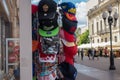 RUSSIA, MOSCOW, JUNE 7, 2017: Russian gift and souvenirs shop on famous Arbat street Royalty Free Stock Photo