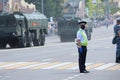 Police officer on military parade