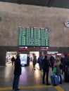 Leningradsky railway station and passengers awaiting train arrival