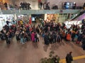 Leningradsky railway station and passengers awaiting train arrival