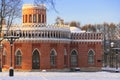 Russia, Moscow, Manor and park Tsaritsyno, winter, sunset, freezing weather. January. Bread House