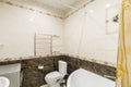 Russia, Moscow- May 07, 2018: interior room apartment. standard repair decoration in hostel. bathroom and toilet Royalty Free Stock Photo