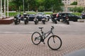 Russia, Moscow, May 2019. Motorcycle and bicycle parking