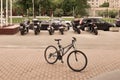 Russia, Moscow, May 2019. Motorcycle and bicycle parking