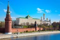 Russia, Moscow, May 2020. Quarantine in the city. Kremlin embankment. Grand Kremlin Palace, Kremlin, symbols of Russia. Self-