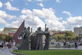 Russia, Moscow, Muzeon City Park, Sculptural composition of the entrance to the city Park Muzeon