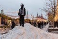 Russia, Moscow,  New Year`s Fair, Christmas market on Red Squarey. Royalty Free Stock Photo