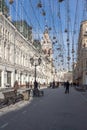 Russia, Moscow, Nikolskaya street, a sunny winter day Royalty Free Stock Photo