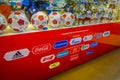 RUSSIA, MOSCOW, NOVEMBER 2017: Indoor view of the official ball of the World Cup 2018 Adidas Telstar, which was held in