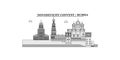 Russia, Moscow, Novodevichy Convent city skyline isolated vector illustration, icons