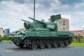 Russia. Moscow oblast. July 13, 2023. Anti-aircraft self-propelled gun Tunguska on tank alley in Stupino Royalty Free Stock Photo
