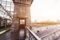 RUSSIA, MOSCOW, OCTOBER 13, 2017: Cityscape of the city. Summer season. Editorial image.Retro style image with glare of